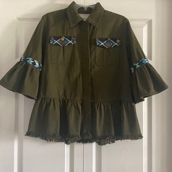 Beautiful Stories/Anthropologie Inika Olive Green Utility Jacket - Size XSmall - Picture 1 of 13